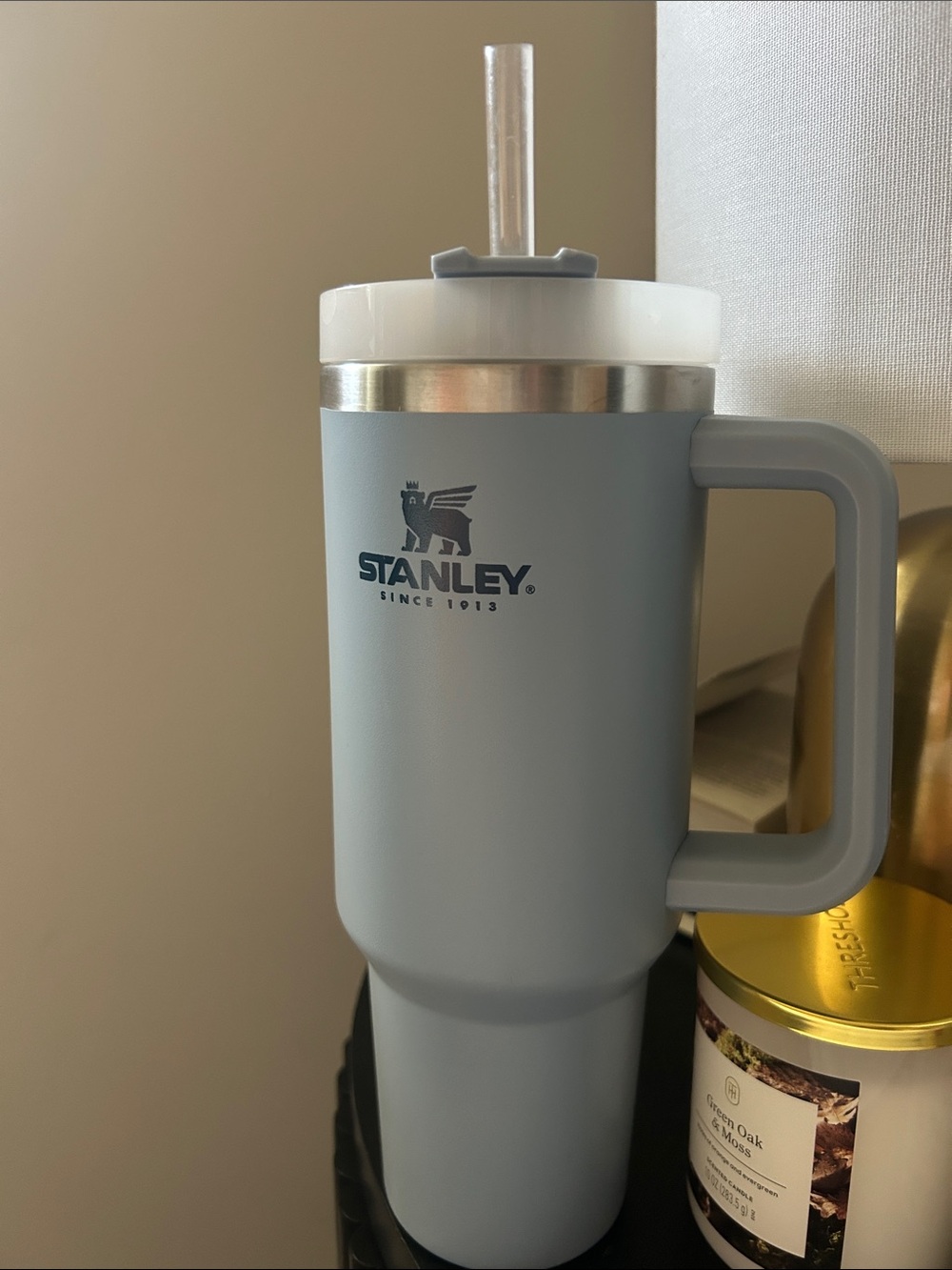 Stanley Gray Travel Tumbler with Handle and Straw Lid